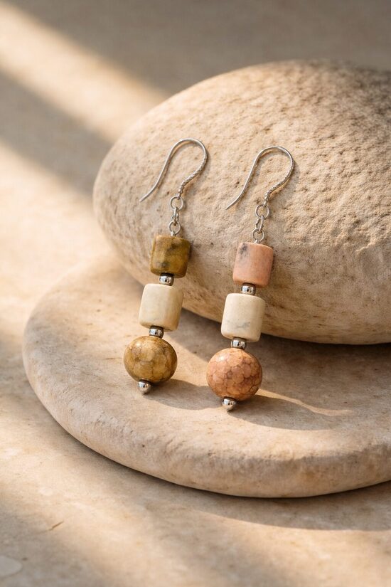 Dabīgo akmeņu auskari "Dabas pērles"